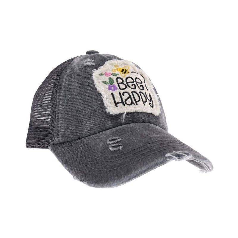 KIDS Embroidered Bee HappyHat: Yellow