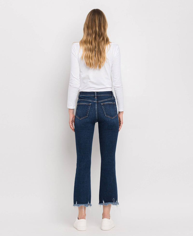 HIGH RISE CROSSOVER WAISTBAND KICK FLARE JEANS