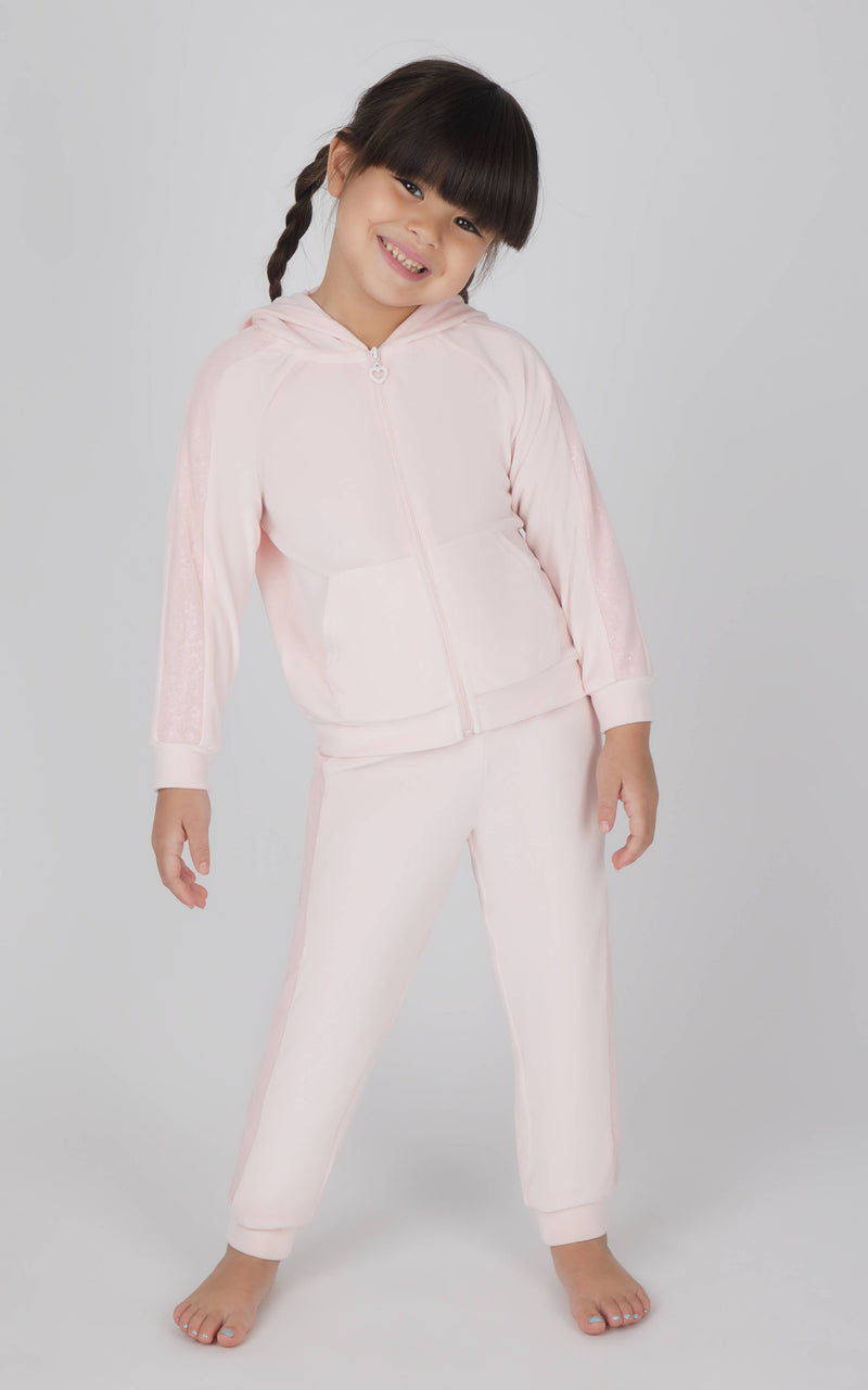 Toddler Girls Velour Sequin Detailed Hoodie and Jogger Set