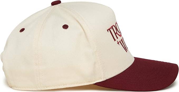Trophy Wife Trucker Hat - Burgundy/Beige