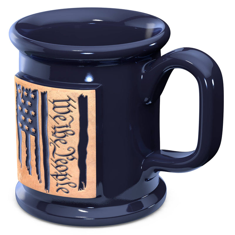 Ceramic Handmade Coffee Mug - Embossed We The People Flag