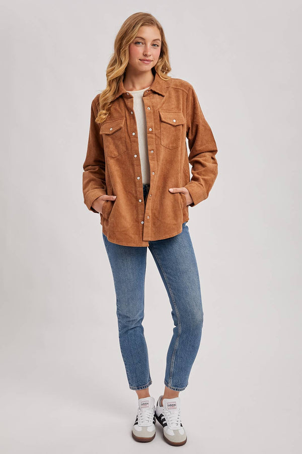 Miranda Corduroy Shacket- Peacock