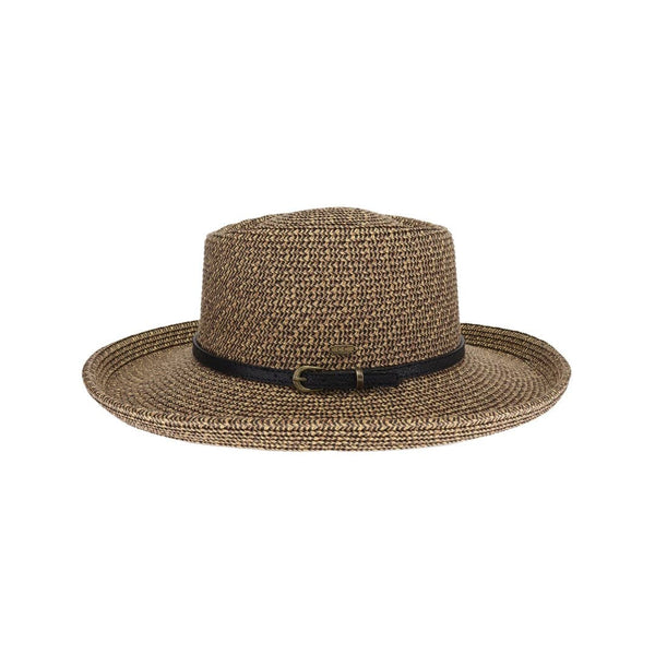 Vegan Leather Belt Band Hat: Brown Multi