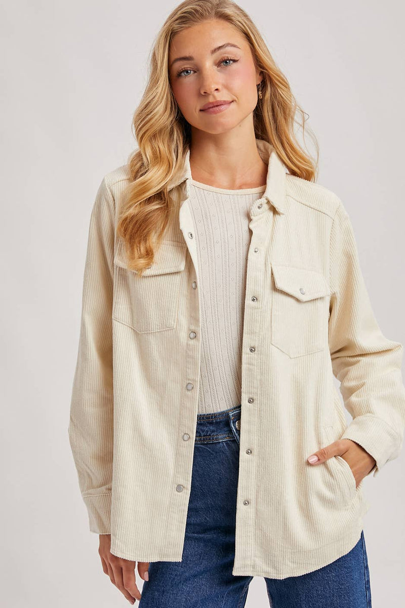 Miranda Corduroy Shacket- Peacock