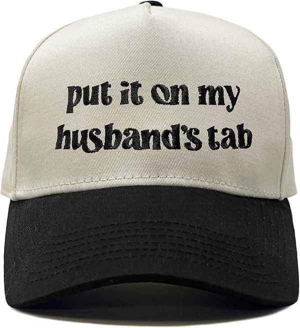 Two Tone Cap -  Put It On My Husband's Tab - Black/Beige