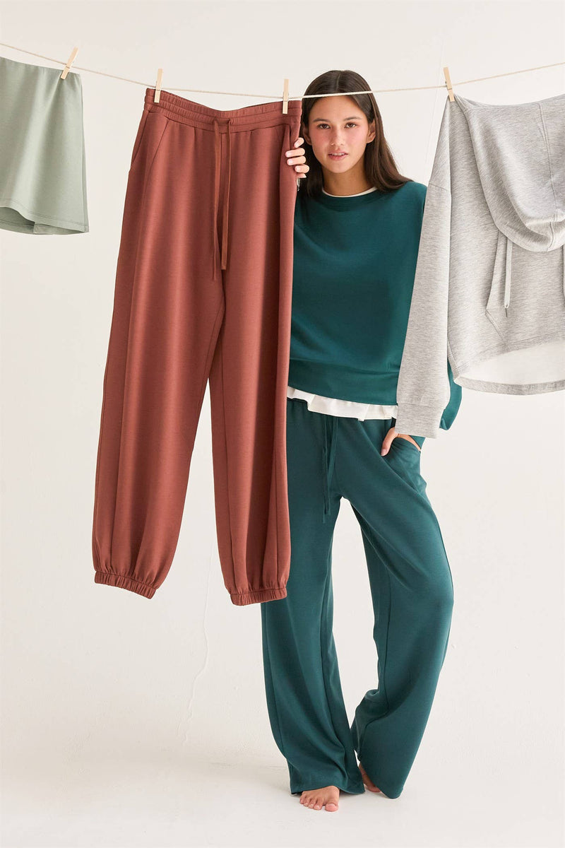 Scuba High-Waist Wide-Leg Drawstring Sweatpants