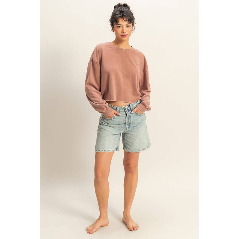 Nita Cropped Sweatshirt With Raw Hem