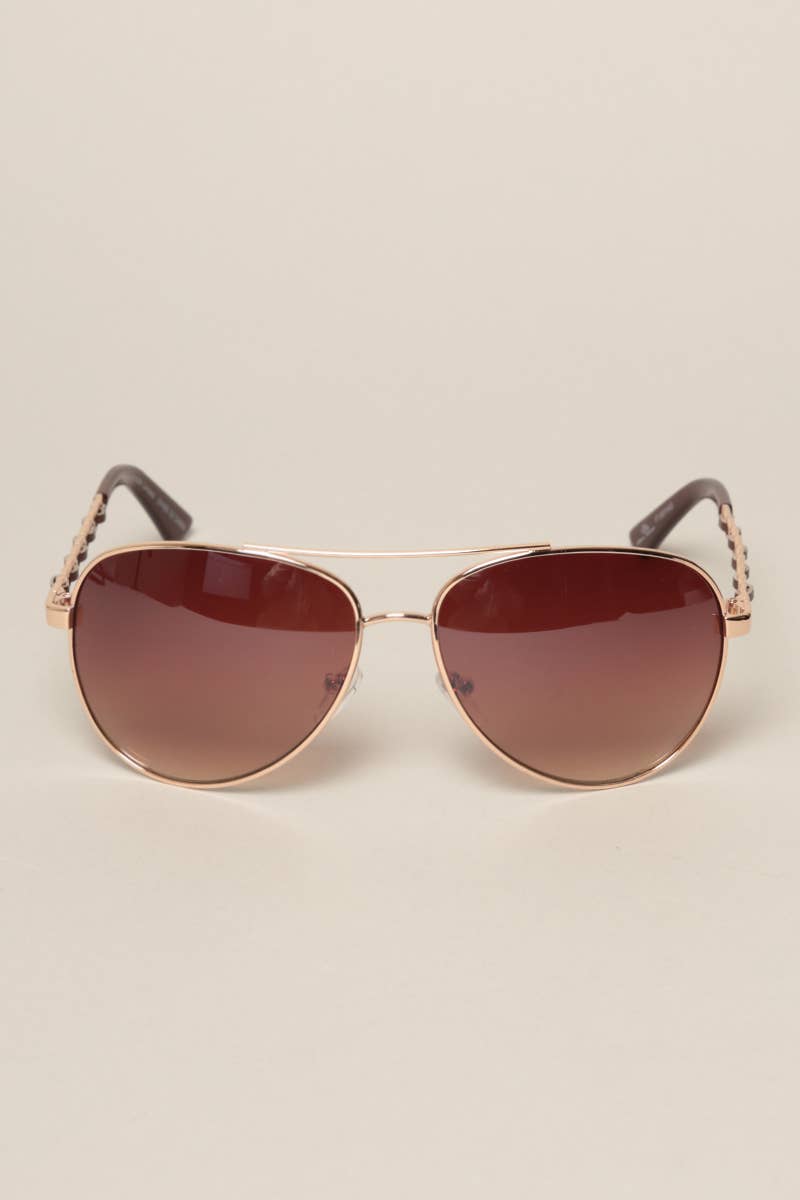 Women's Chain Detail Aviator Sunglasses