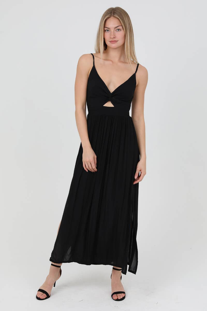 Berta Black Maxi Dress with Slits