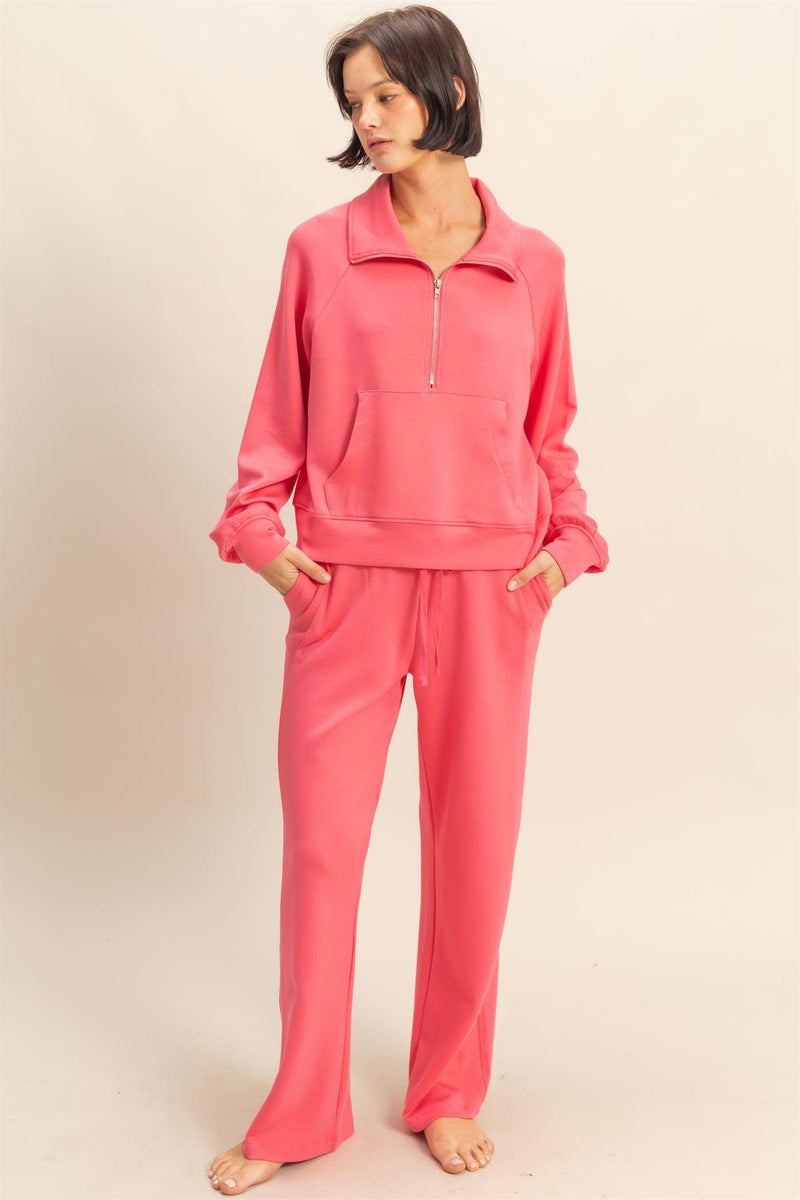 Scuba High-Waist Wide-Leg Drawstring Sweatpants