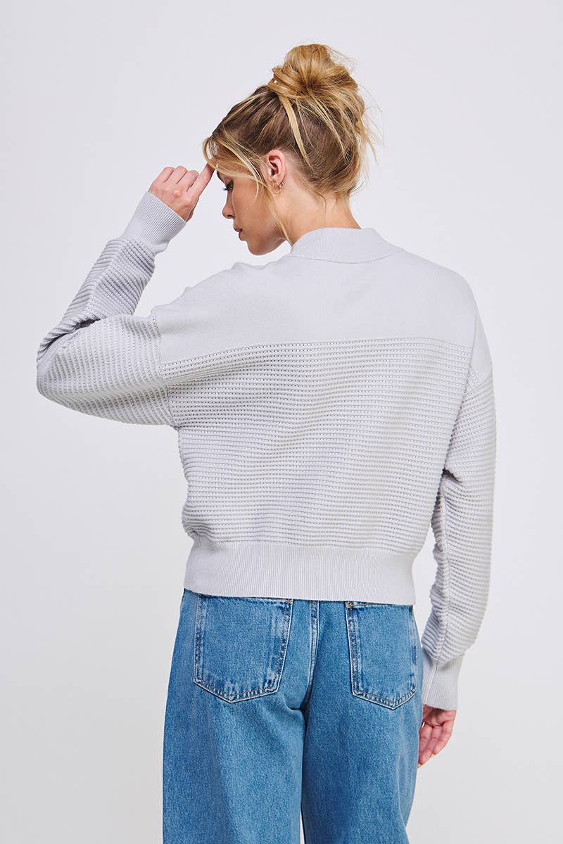 Dolman Half Zip Twin Texture Rib