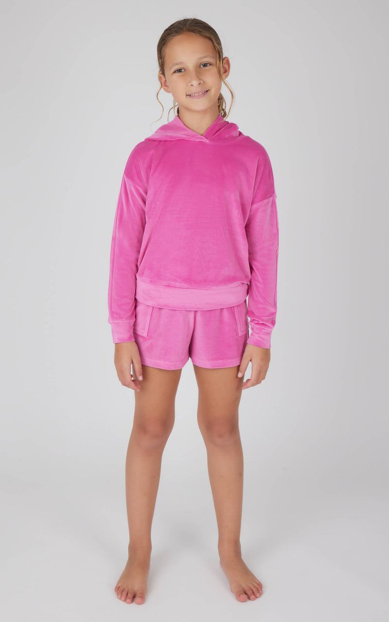Girls Velour Hoodie and Cargo Shorts