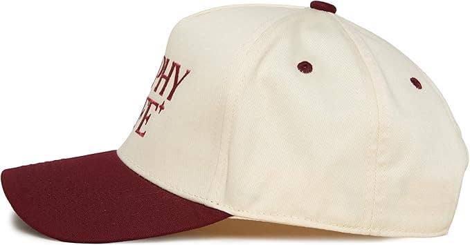 Trophy Wife Trucker Hat - Burgundy/Beige