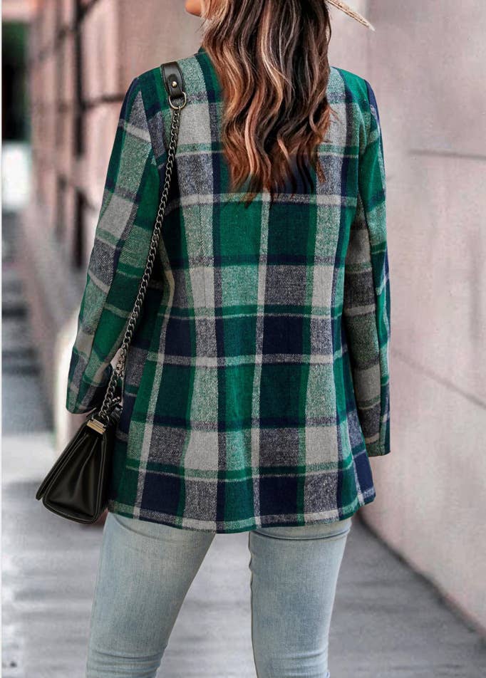 Plaid Open Blazer Jacket