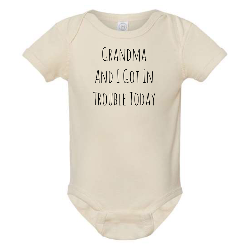 Grandma and I Got in Trouble Onesie- Gray