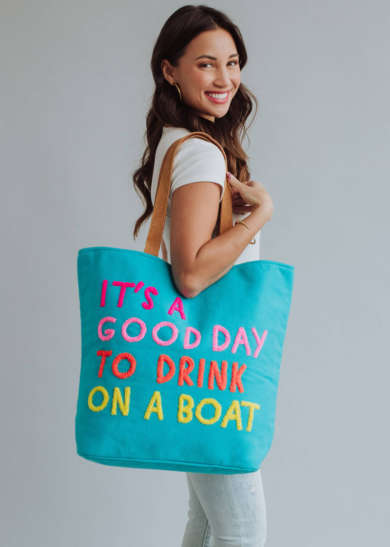 Giant Drink On A Boat Tote- Multiple Colors