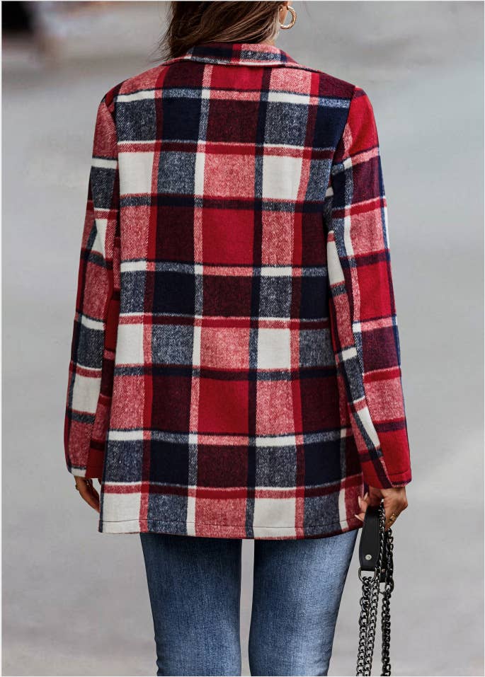 Plaid Open Blazer Jacket