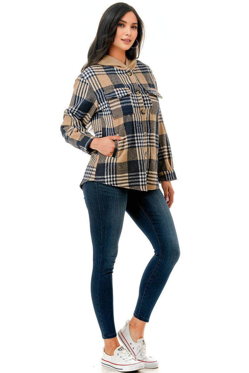 Monica Shacket with Hoodie & Pockets- Multiple