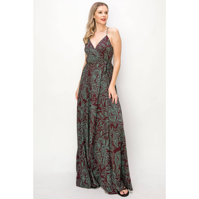 Paisley Wrap Maxi Dress- Deep Green