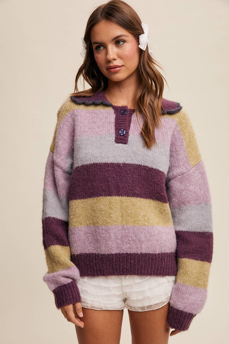 Hillary Striped Polo Sweater