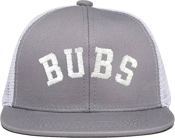 Flat Brim Trucker Hat - Bubs - Grey/White