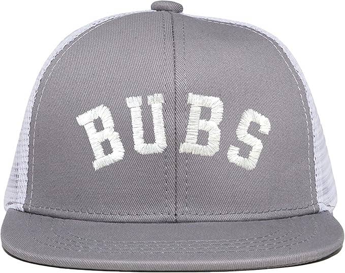 Flat Brim Trucker Hat - Bubs - Grey/White