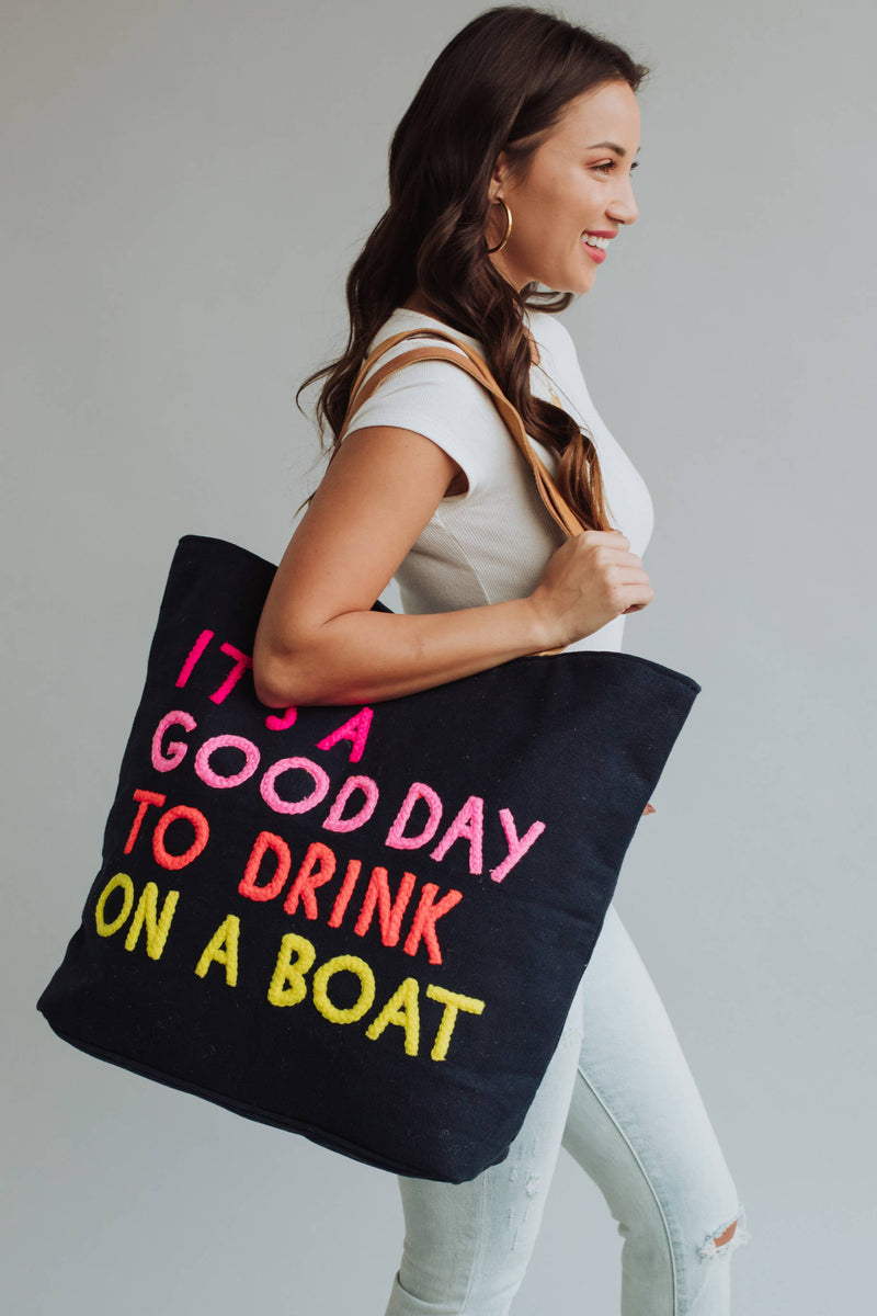 Giant Drink On A Boat Tote- Multiple Colors