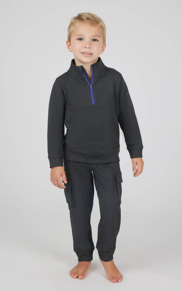 Toddler Boys Melange Fleece Half Zip and Jogger