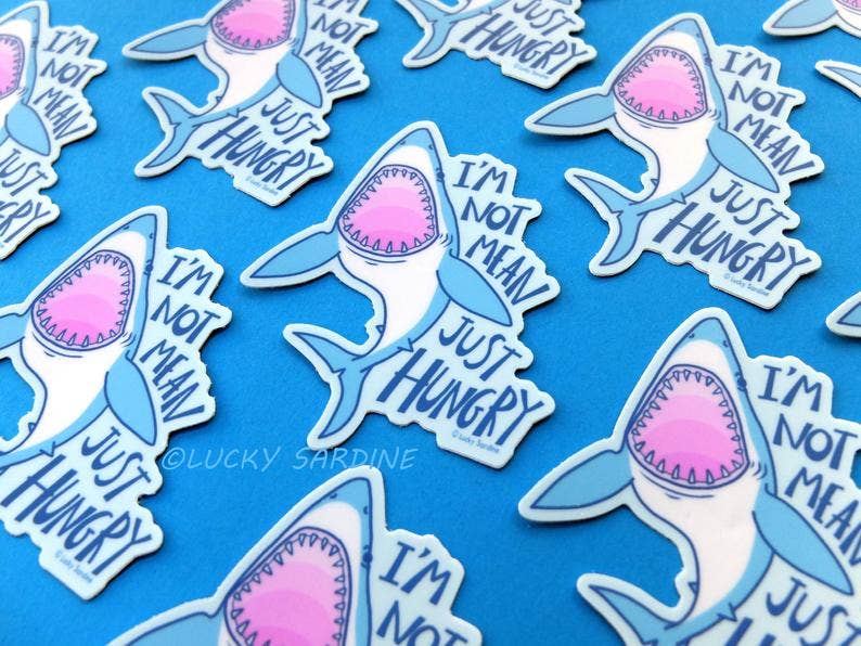 Shark, Not Mean Just Hungry Vinyl Sticker