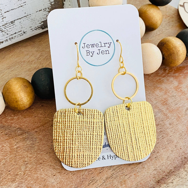 Boho Dangle Earrings: Gold Saffiano