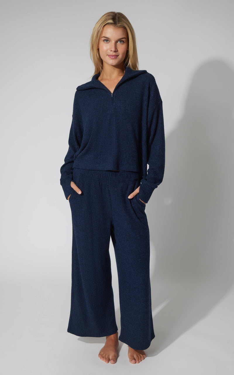 Rib Knit Wide Leg Pants