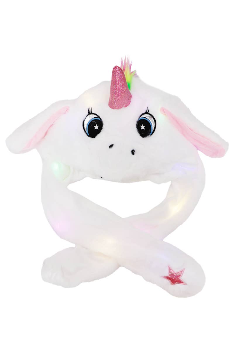 Unicorn Fluffy Fur LED Light-Up Ear Moving Hat