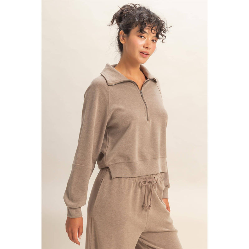 Nicole Soft Ribbed Half-Zip Sweatshirt