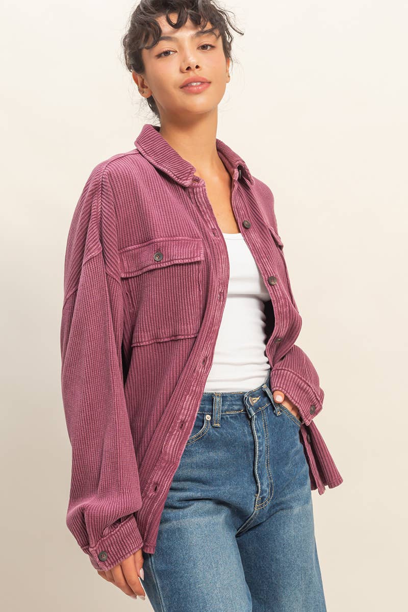 Waffle Button Up Shacket