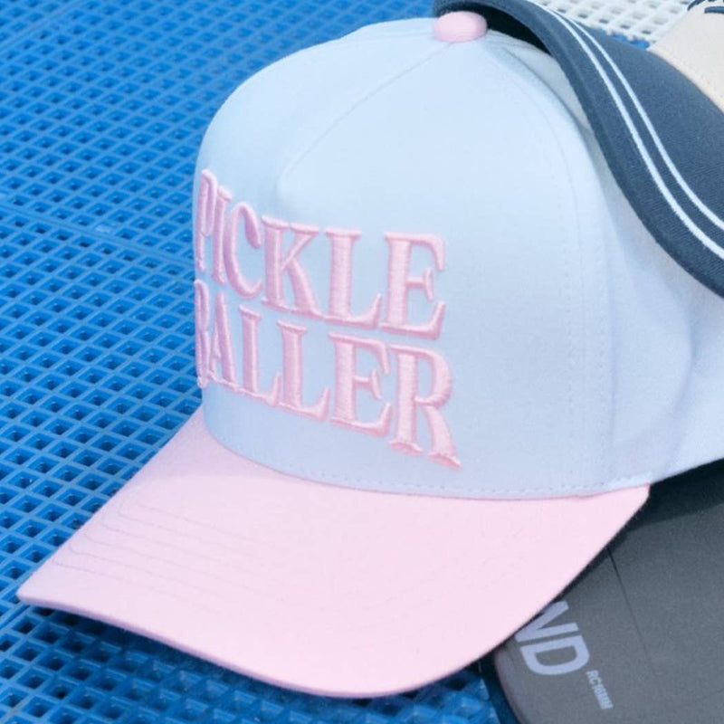 PICKLE BALLER 3D Letter Embroidery Two-Tone Trucker Hat