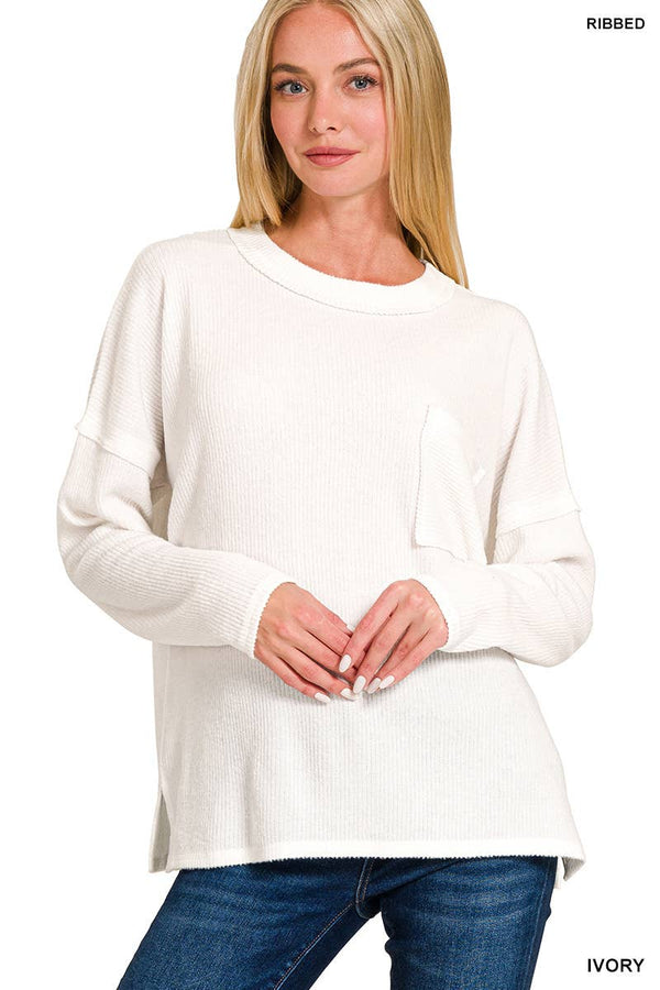 Ribbed Brushed Melange Hacci Sweater