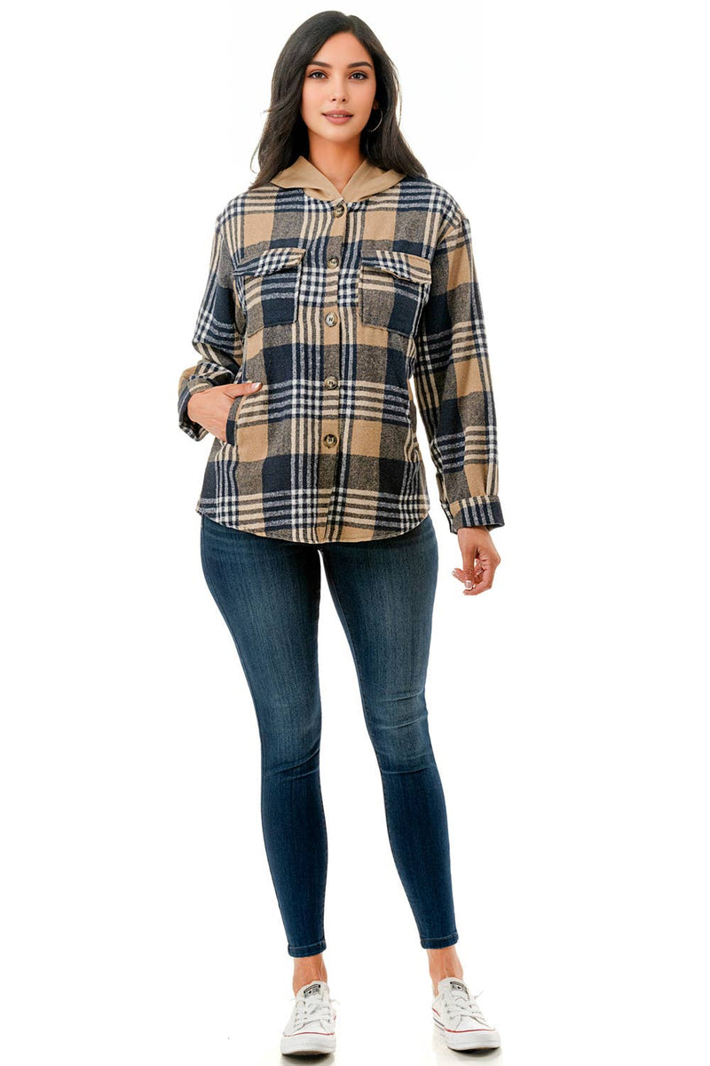 Monica Shacket with Hoodie & Pockets- Multiple