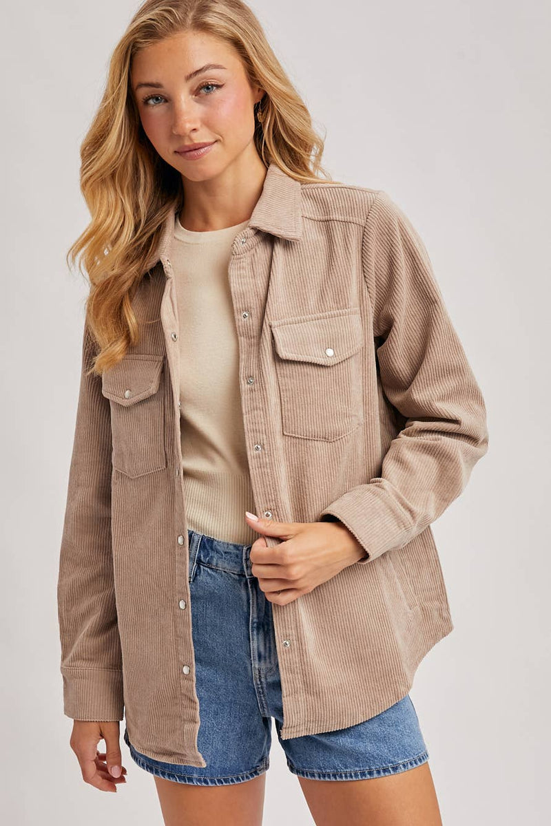 Miranda Corduroy Shacket- Peacock