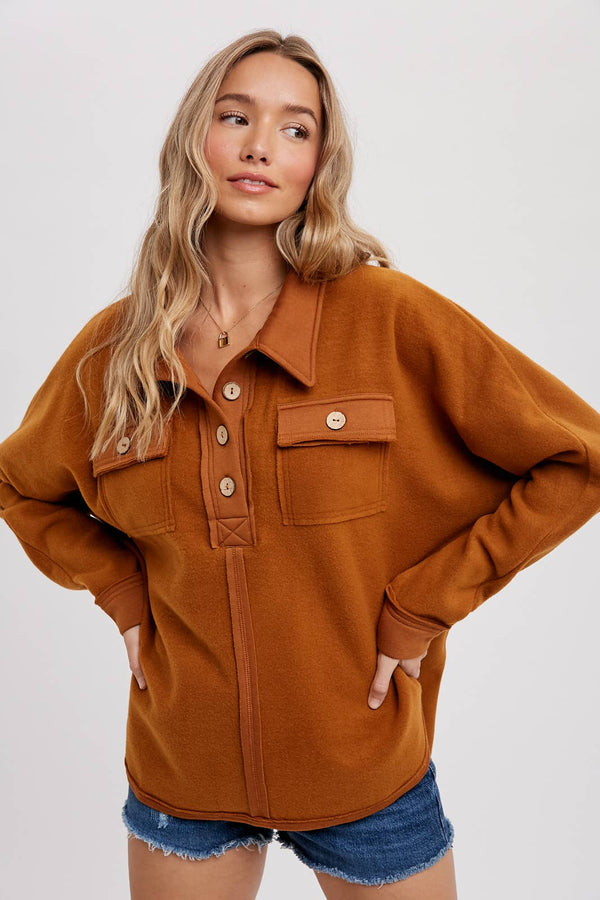OVERSIZED HENLEY PULLOVER