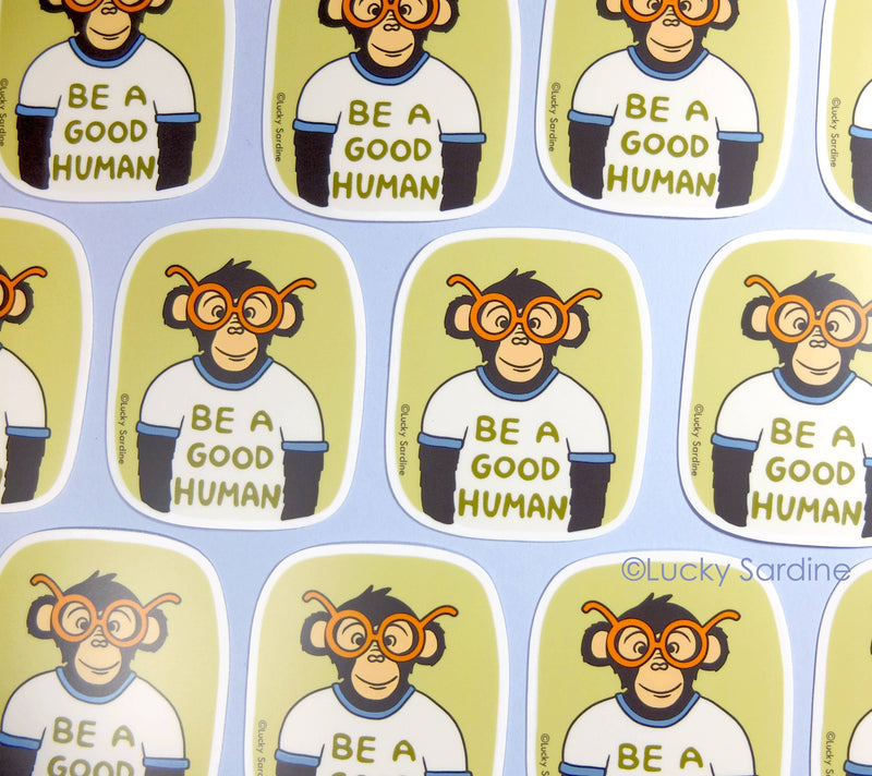 Ape & Chimpanzee, Good Human Vinyl Sticker