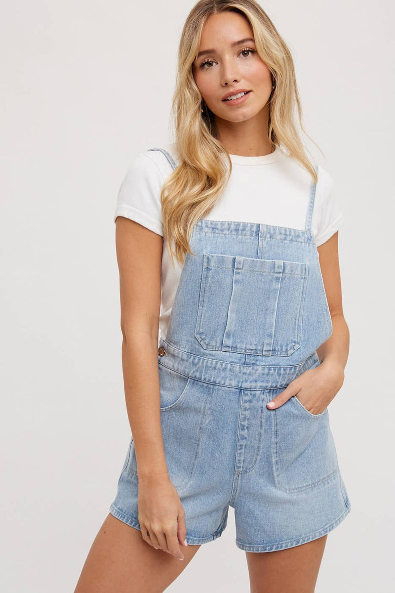 Bow Tie Denim Overall Shorts