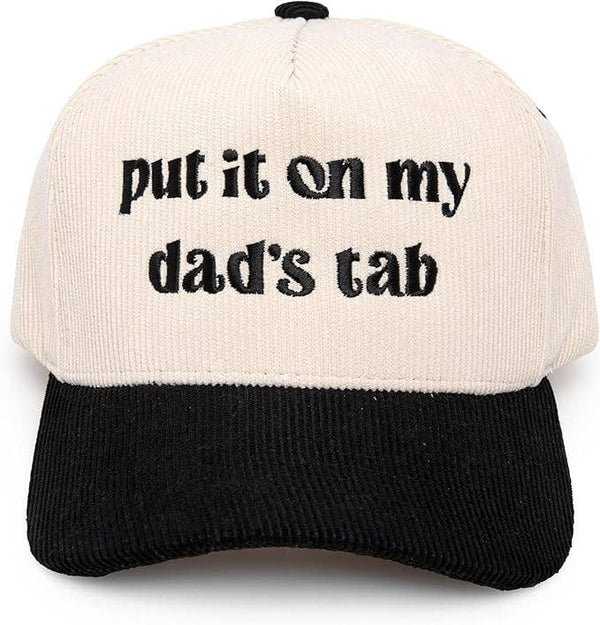 Two Tone Corduroy Hat - Put It on My Dad's Tab - Black/Beige