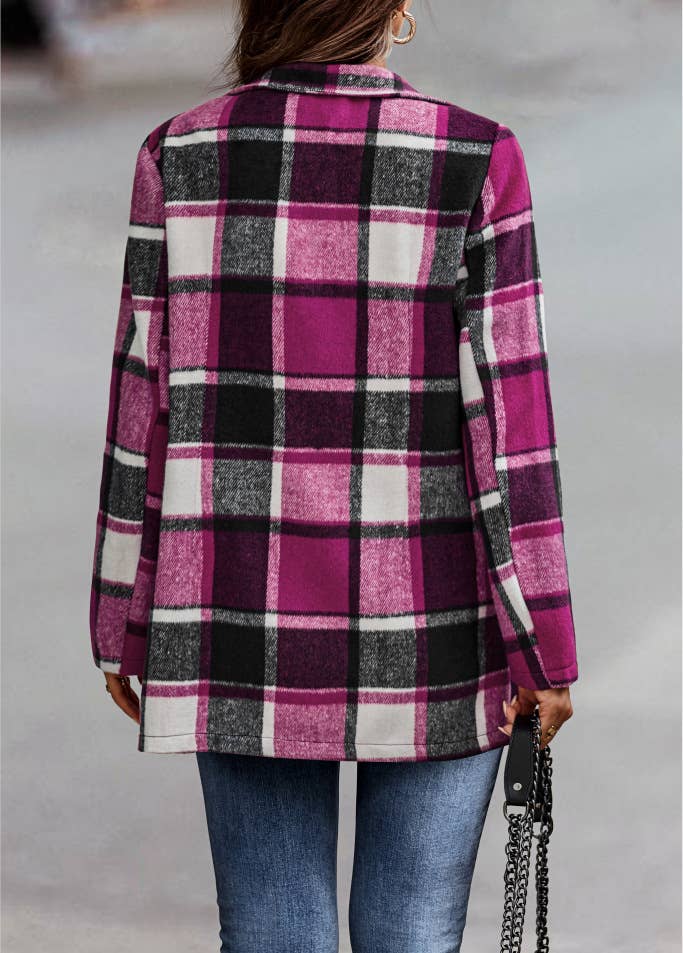 Plaid Open Blazer Jacket
