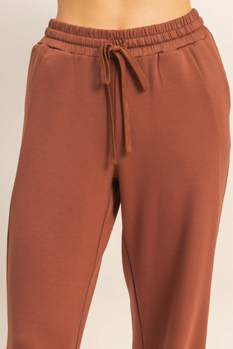 Scuba High-Waist Wide-Leg Drawstring Sweatpants