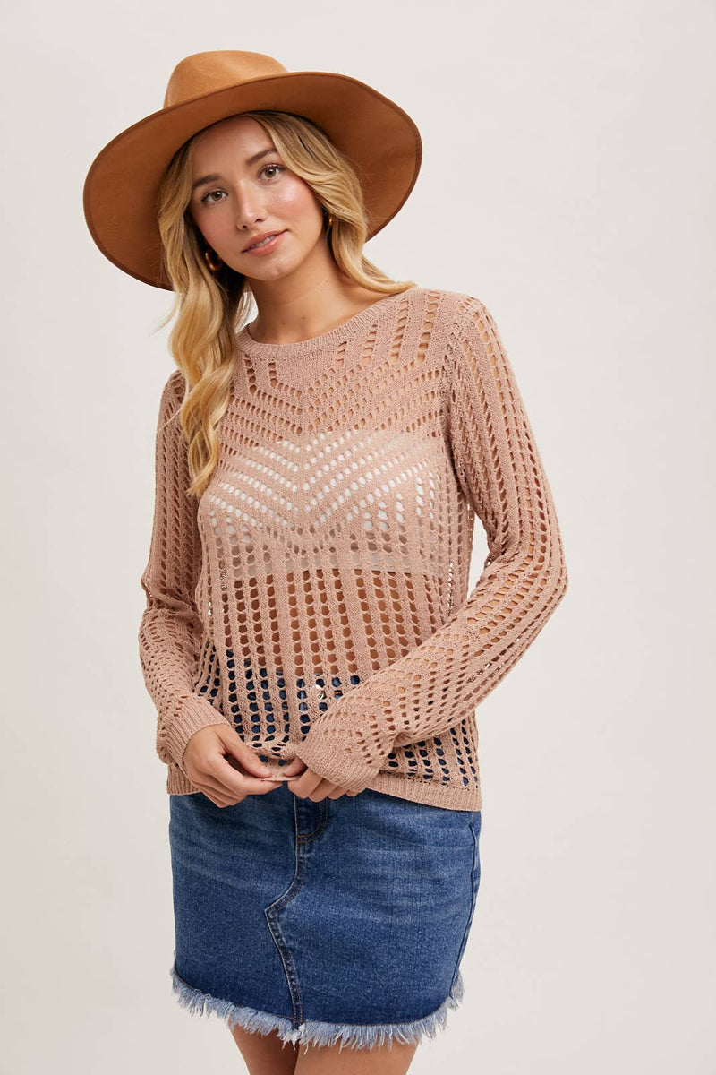 Open Knit Sweater- Sand