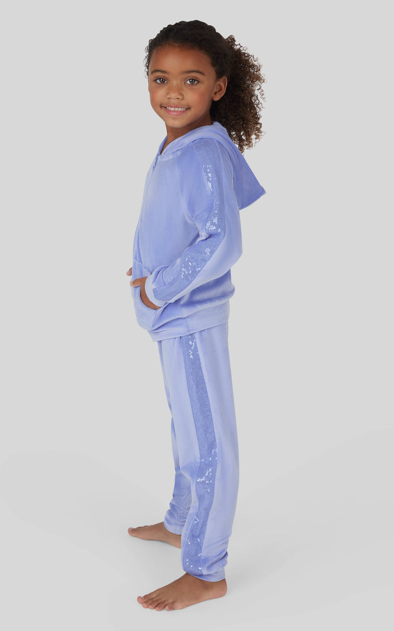Little Girls Velour Shimmer Hoodie and Jogger Set