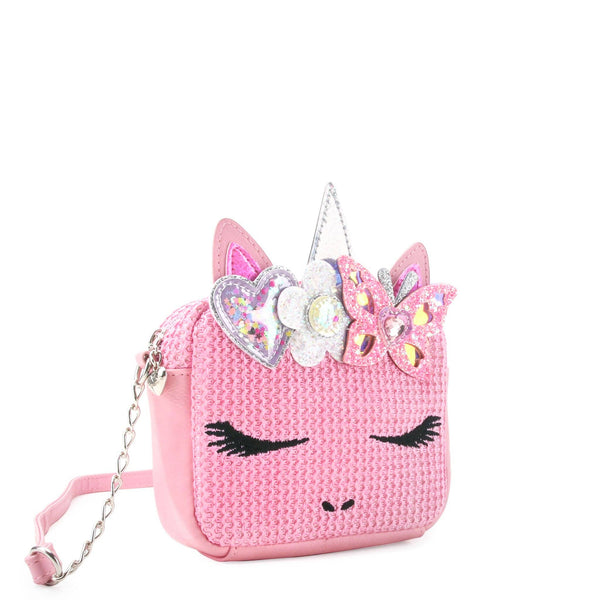 Unicorn Pink Straw Crossbody Bag