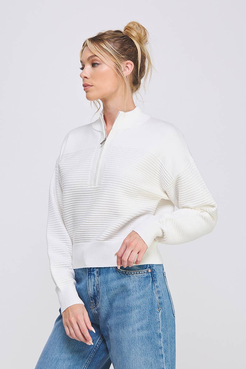 Dolman Half Zip Twin Texture Rib