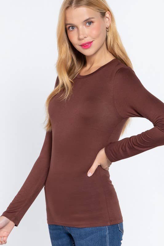 Long Sleeve Crew Neck Top Rayon Spandex Jersey Top