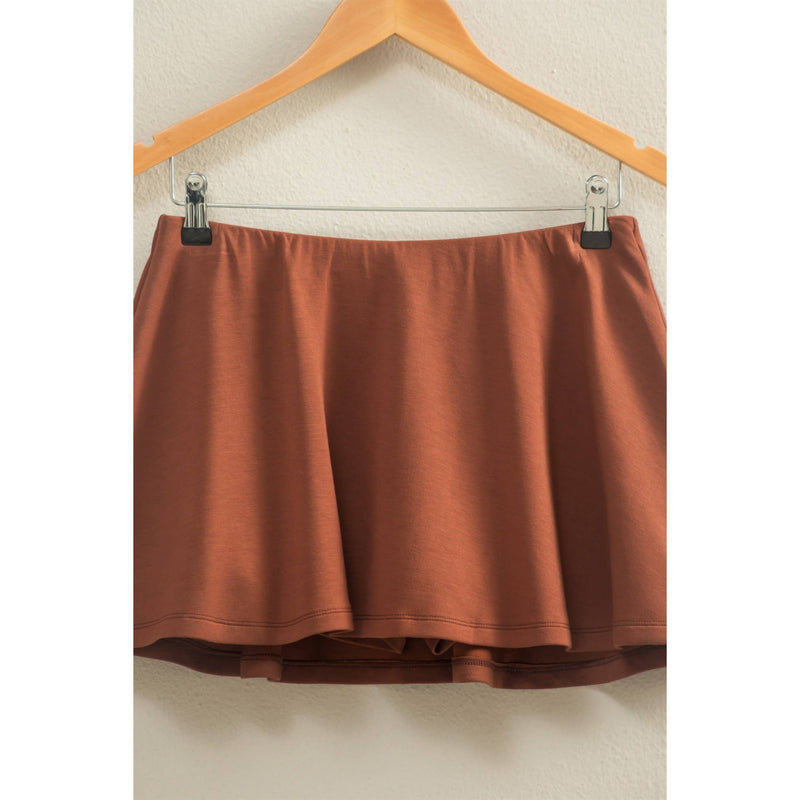 Flirty Scuba Mid Waist Skort-Deep Green